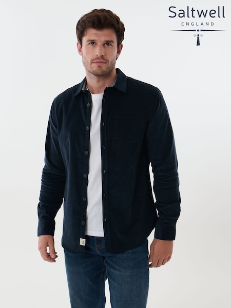 Blau - Regular Saltwell Corduroy Long Sleeve Shirt