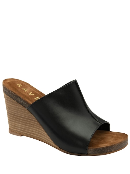 Ravel Black Leather Wedge Mule Sandals (480504) | €54