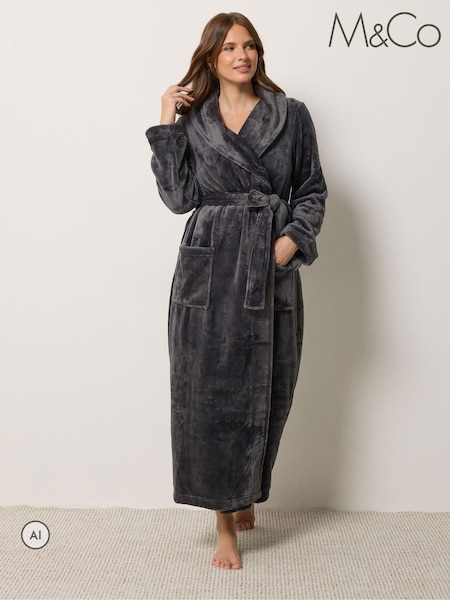 Pelēks - M&co Super Luxe Maxi Shawl Robe