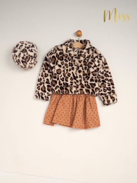Brun - Ensemble veste et robe Miss en fourrure