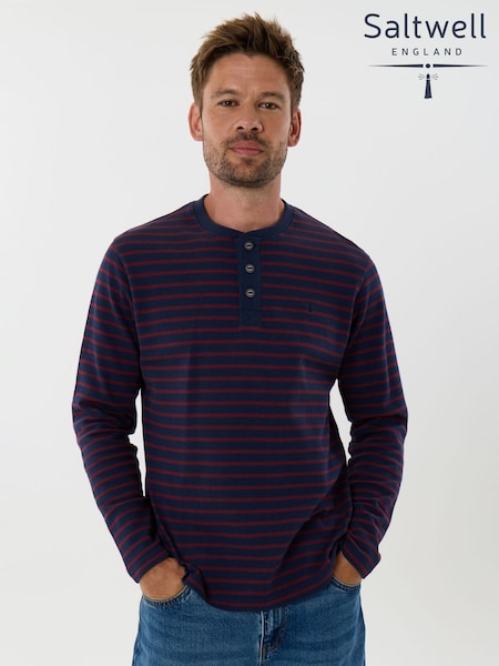 Red - Regular Saltwell Textured Cotton Grandad Collar Top