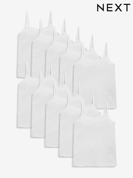 White 10 Pack Strappy Cami Vests (1.5-16yrs) (481888) | € 19 - € 28