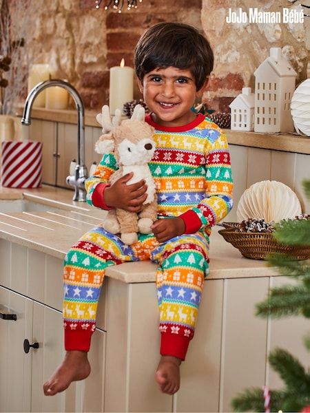 JoJo Maman Bébé Red Kids' Christmas Jersey Pyjamas (482447) | AED128