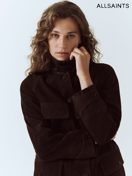 Brown - Allsaints Roiya Suede Jacket