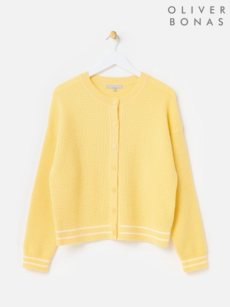Yellow - Oliver Bonas Crew Neck Knitted Cardigan