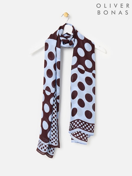 Brown - Oliver Bonas Polka Dot Lightweight Scaf