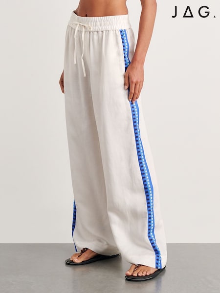 Blue - Jag Sunlounger Wide-leg Linen Blend Trousers