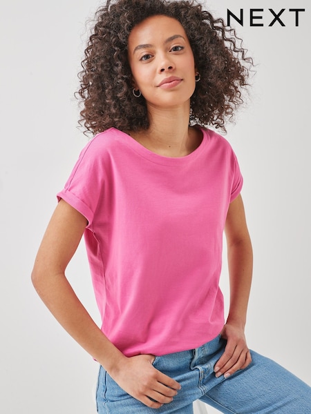Pink Bright Cap Sleeve T-Shirt Top (483423) | 20 QAR