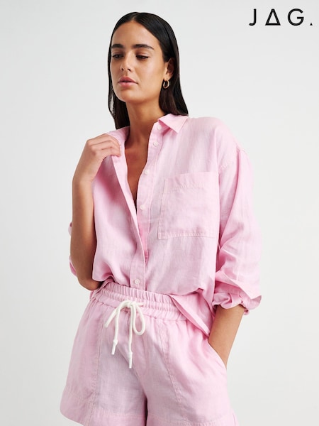 Pink - Jag Gigi Linen Relaxed Shirt