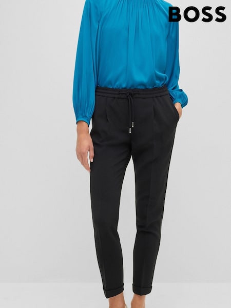 BOSS Black Regular Fit Crease Resistant Japanese Crepe Cropped Trousers (484427) | €145