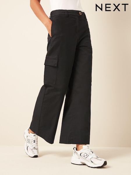 Schwarz - Wide Leg Chino Cargo Trousers (484468) | 10 €