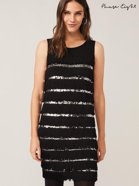 Phase Eight Black Sequin Fringe Sofianne Dress (485298) | €66