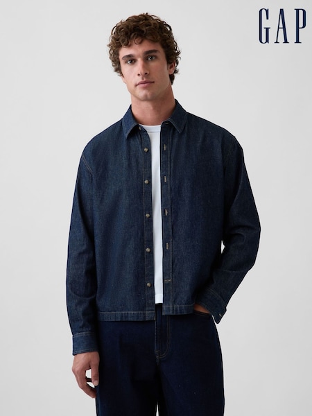 Dark Wash - Regular Gap Denim Relaxed Straight-hem Shirt