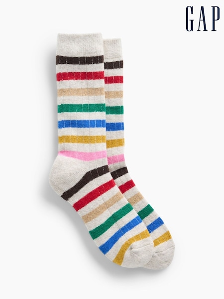 Grey Multi Stripe - Regular Gap Cashsoft Crew Socks