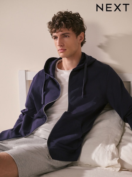 Темно-синий - 100% Cotton Lightweight Zip Up Hoodie (486347) | €27