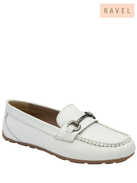 Ravel White Leather Driving Shoes Loafers (486544) | €64