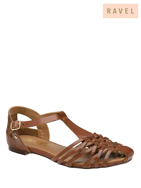 Ravel Brown Leather Flat Sandals (486611) | R$ 545