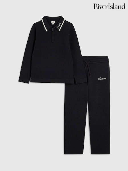 Черный - River Island Polo Top & Trousers Set