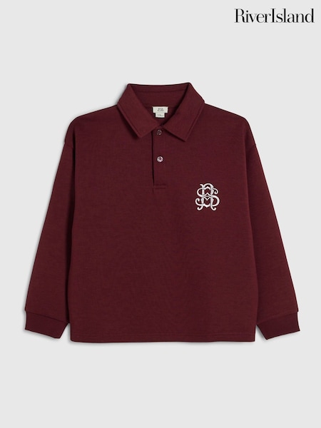 أحمر - River Island Scuba Rugby Sweatshirt