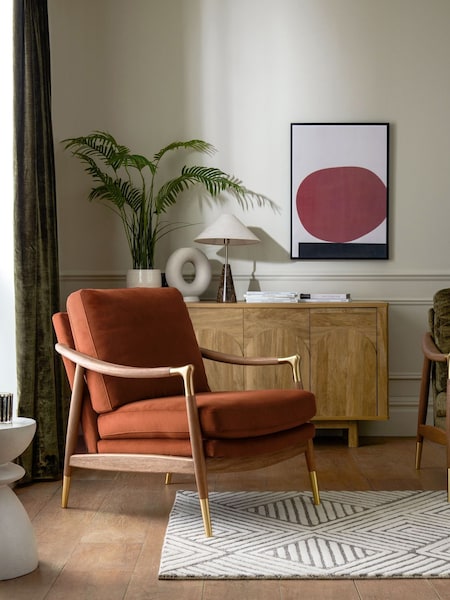 Soft Velvet Rust Brown Flinton Wooden Accent Chair (4873T6) | €490