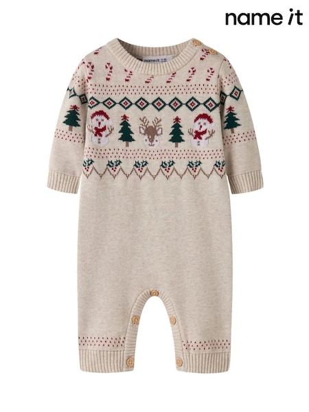 Cream - Name It Baby Knitted Christmas Romper