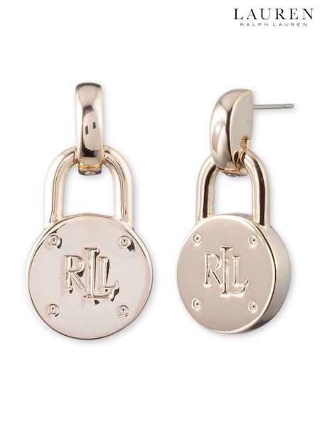 Lauren By Ralph Lauren® Gold Tone Logo Padlock Earrings (488399) | kr950