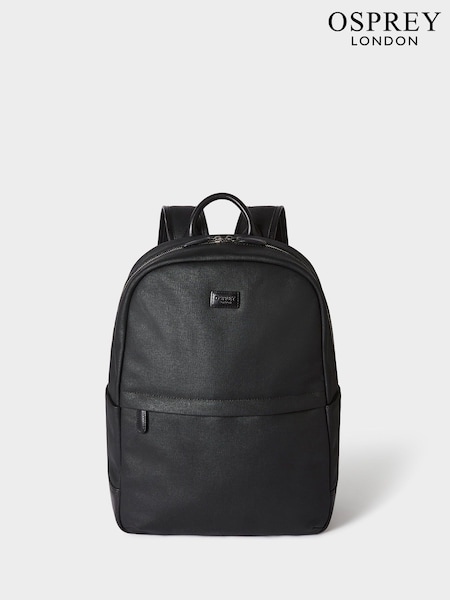 Black - Regular Osprey London The Grantham Waxed Canvas & Leather Backpack