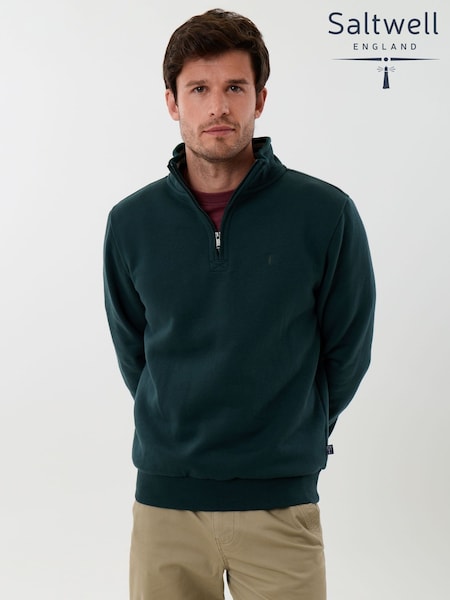 Green - Regular Saltwell Cotton Rich Quarter Zip Fleece
