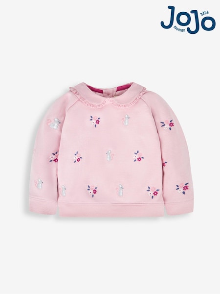 Rosa Mausdesign - JoJo Maman Bébé Besticktes Sweatshirt aus Jersey mit Kragen (488853) | 40 €