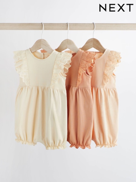 Lochstickerei, Rosa/Creme - Baby 100% Cotton Rompers 3 Pack (488930) | 16 € - 19 €