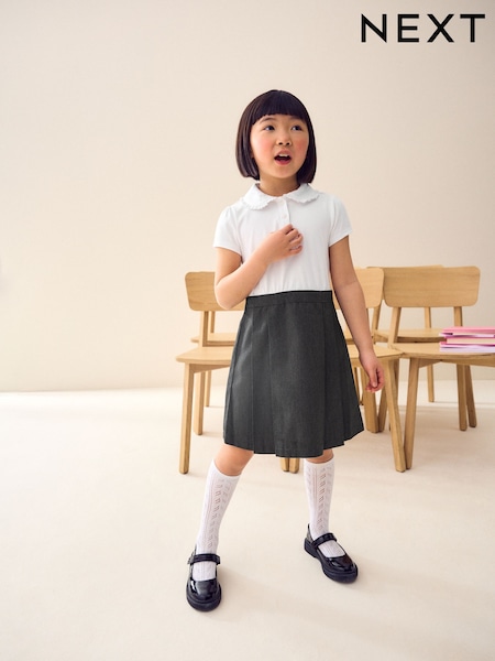 אפור - 2-in-1 Short Sleeve School Pinafore Dress (3-14yrs) (489230) | ‏34‏₪ - ‏46‏ ₪
