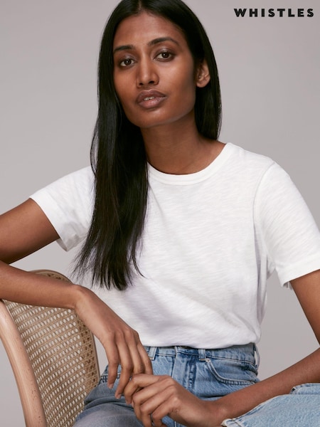 Whistles White Basic Emily 100% Cotton T-Shirt (489233) | ₪176