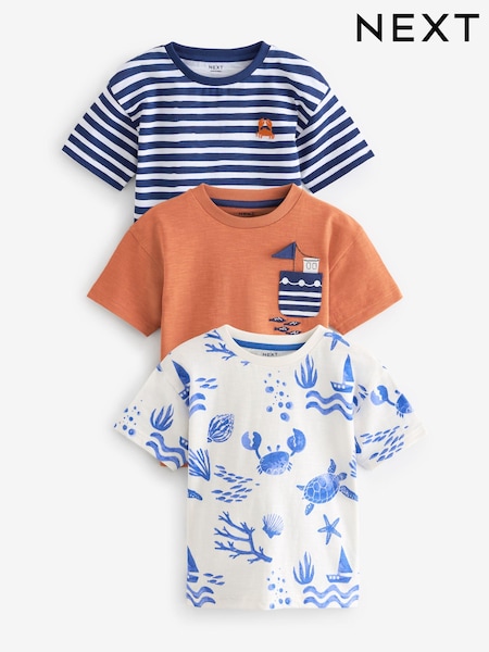 Orange/Marineblau - 100% Cotton Short Sleeve Character T-Shirts 3 Pack (3mths-7yrs) (489731) | 16 € - 19 €