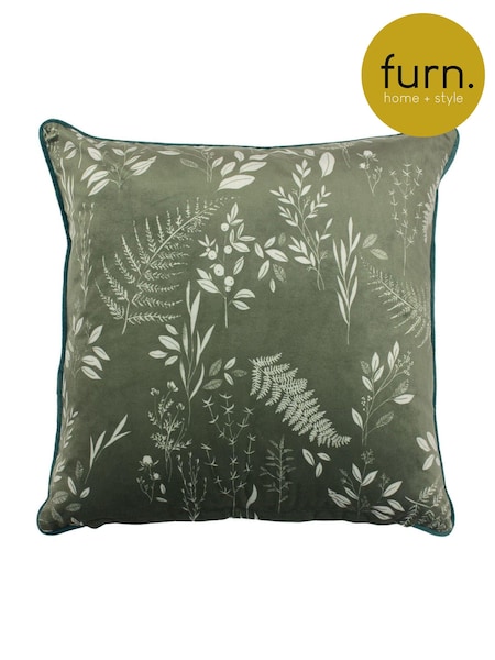 furn. Sage Green Fearne Botanical Polyester Filled Cushion (489798) | AED116
