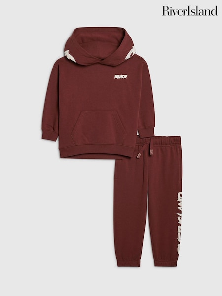 Orange - River Island River Logo Hoodie & Joggers Set