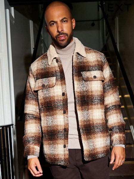 Rust Brown Borg Lined Shacket (490254) | €13