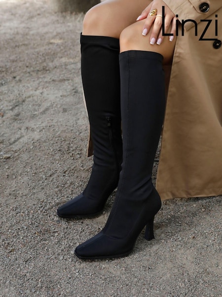 Linzi Black Winnie Heeled Sock Boots (490853) | €66