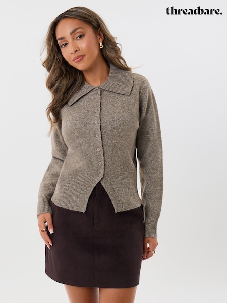 Бежевый - Threadbare Polo Button Up Cardigan