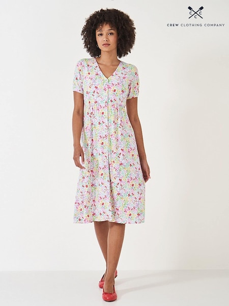 Crew Clothing White Kiki Short Sleeve Jersey Dress (491238) | €42