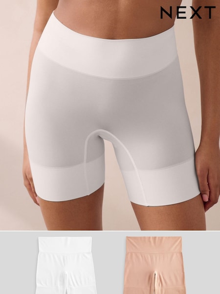 Nude/White Seamless Smoothing Anti-Chafe Shorts 2 Pack (491329) | $51