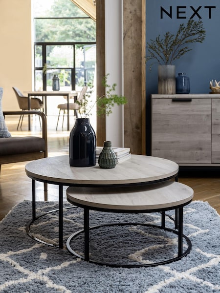 Grey Bronx Nest of 2, Round Coffee Table (491646) | €305