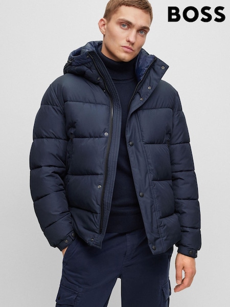 BOSS Blue Water Repellent Hooded Down Puffer Jacket (493388) | €222