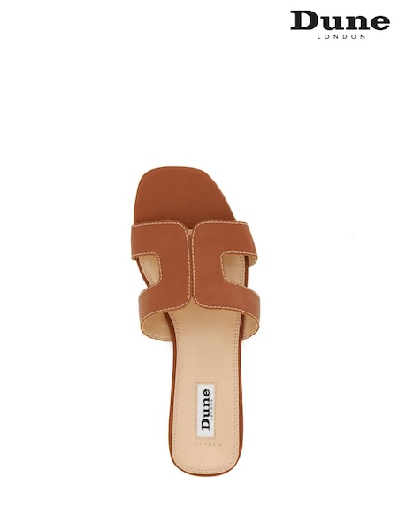 Dune London Tan Brown Wide Fit Loupe Smart Slider Sandals (494061) | €152