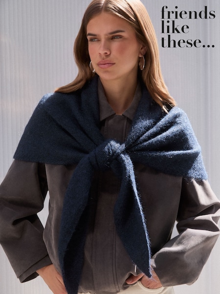Granatowy - Friends Like These Oversized Brushed Triangle Scarf