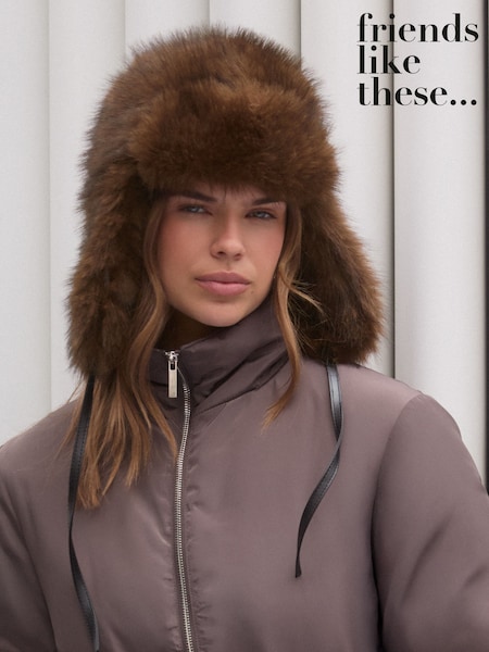Chocolate Brown - Friends Like These Cosy Faux Fur Trapper Hat