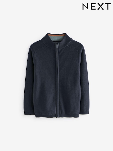 Tmavomodrá - 100% Cotton Zip Through Knitted Cardigan (3-16yrs) (495118) | 605 Kč - 795 Kč