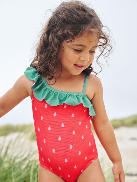 Boden One Shoulder Textured Strawberry Swimsuit (495171) | 126 LEI - 149 LEI