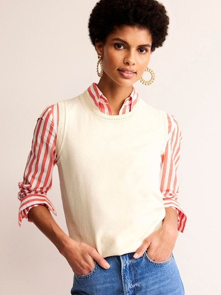 Boden Cream Catriona Crew Neck Cotton Tank (495334) | AZN 125