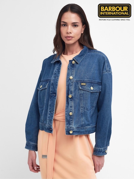 Barbour International® Denim Mid Wash 100% Cotton Trucker Jacket (495500) | €56