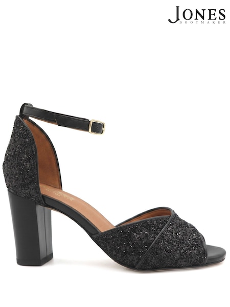 Black - Jones Bootmaker Yasmina Leather High Block Heel Sandals